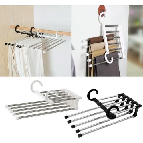 Magic 5-in-1 Stainless Steel Storage Racks Hangers Multifunctional Hook Pants Closet Belt Hooking Rack Cloth Hanging Rack