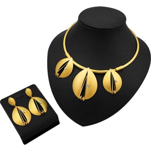 Yulaili High Quality Bridal Metal Crystal Water Drop Shape Charm Choker Necklace Earring Jewelry Sets for Women Girls Gifts