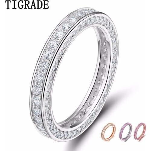 Tigrade Women 925 Sterling Silver Ring Cubic Zirconia For Female Wedding Engagement Band Girls Ring Anillo Plata Mujer Bague