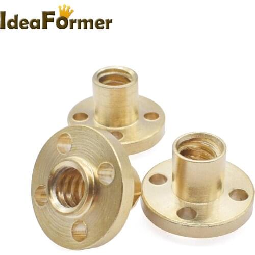 1pc 3D printer accessoris Copper Screw Nut T8 pitch 2mm Lead Screw stepper motor rail screw Flange Brass Screw Nut