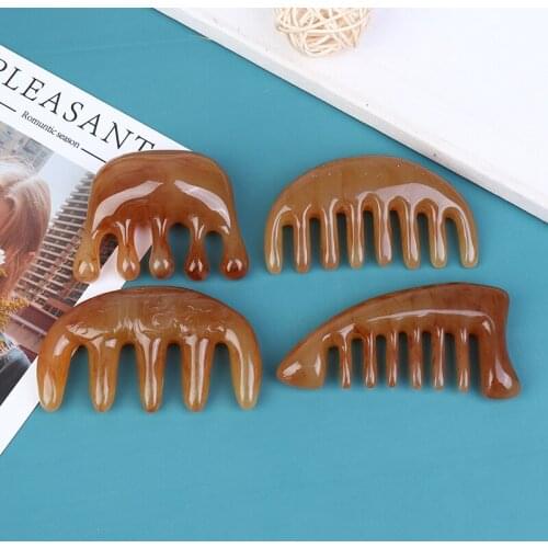 1Pcs Wide Toothed Comb Natural Ox Horn Pocket Comb SPA Guasha Scalp Massage Brush Hair Care Tool