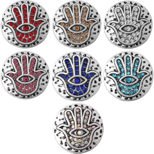 10pcs/lot New Mixed DIY 18mm Snap Jewelry Palm Eye Snap Charm Bracelet Fit Women Snaps Buttons Jewelry Accessories Wholesale