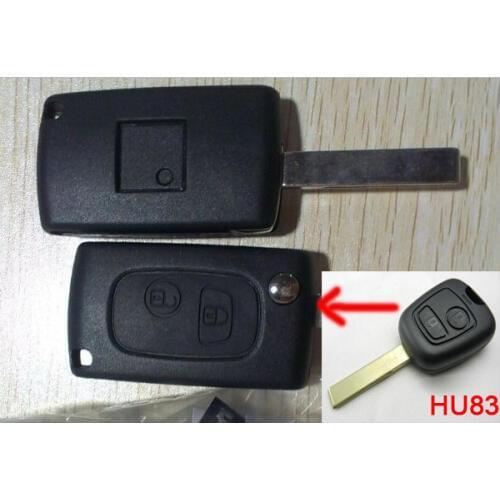 2 Buttons Modified Flip Folding Remote Key Shell Case Cover For Peugeot 307 ( With HU83 Groove Blade )+ Free Shipping