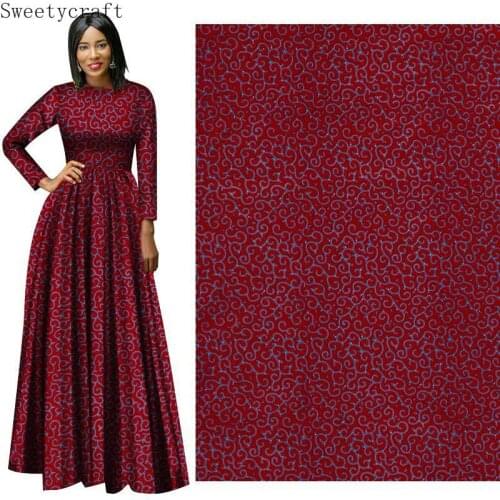 3 Yards Red Lace Print 100% Polyster African Wax Fabrics Ankara Pagne tissue for DIY Sewing Party Dress Suits Handmade Material