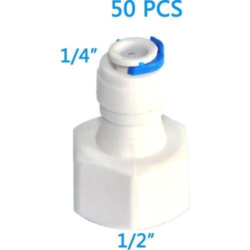 50PCS 1/2" Internal thread to 1/4" Straight connector R1/4" OD Tube -1/2" BSP threaded Female Straight Quick Connection