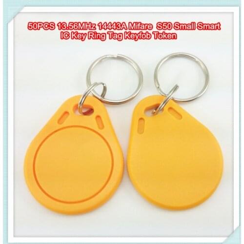 50PCS 13.56MHz 14443A MF1 S50 Small Smart IC Key Ring Tag Keyfob Token