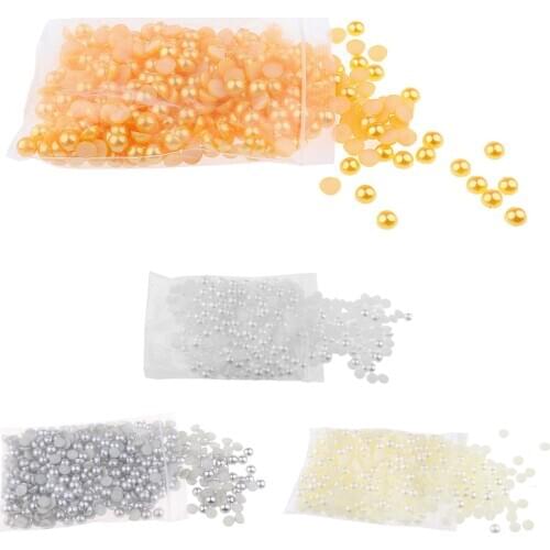 500pcs Half Round Flatback Pearl Scrapbooking Embellishment for Nair Art Decoration 8mm