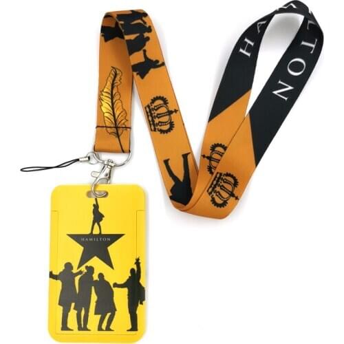 Broadway Musical Hamilton Lanyard Credit Card ID Holder Bag Student Women Travel Card Cover Badge Car Keychain Decorations Gifts