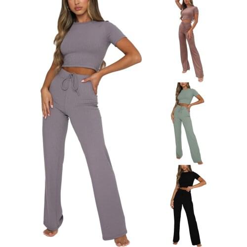 Female Casual Polyester Trousers Solid Color High Waist Straight-Leg Pants with Drawstring for Spring Fall S/M/L/XL