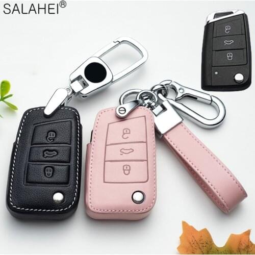 Car Key Case Cover For Volkswagen VW Polo Golf 7 MK7 Tiguan passat For Skoda Octavia Kodiaq Karoq For Seat Ateca Leon Key Bag