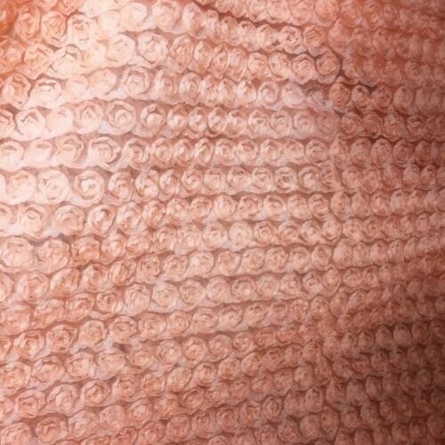 Rosette Flower Fabric, 3D Chiffon Rosette Fabric, Salmon Pink Lace Fabric By Yard, Wedding Decor, Photography Backdrop, Blanket