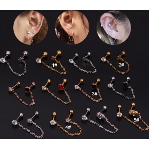 CZ Flower Dangle Earrings for Women Fashion Stainless Steel Star Long Earring Cartilage Piercing Jewelry Gift