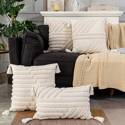 Decorative Cushions Cover Sofa Pillow Case 45*45/30*50cm Home Decor Luxury Designer Boho Nordic Embroidered Beige Pillow Cover