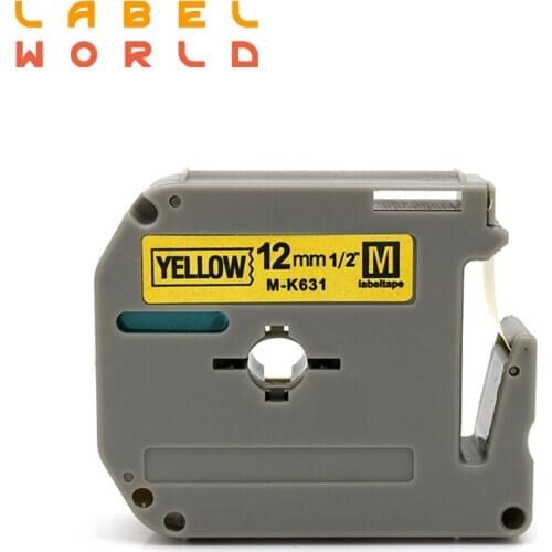 Label World MK-631 Compatible Brother mk-631 Black on yellow 12mm*8m laminated strong adhesive label tapes for PT-80 PT-70