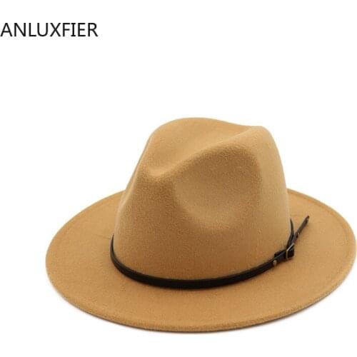 X3001 British-Style Classic Jazz Hat New Style Woolen Hat Simple Woolen Felt Hat Broad-Brimmed Hat Fashion Flat-Brimmed Cap