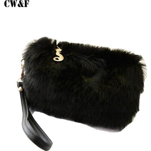 Korean version of the new plush handbag package Mao Mao Bao mobile phone mini bag trend leisure wallet