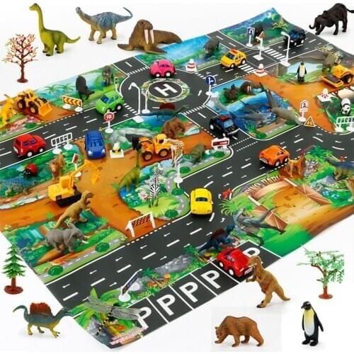 City Traffic Baby Crawling mat Climbing Pad Road Carpet Playmat Rug For Cars English City Parking Lot Map dinosaur Marine life