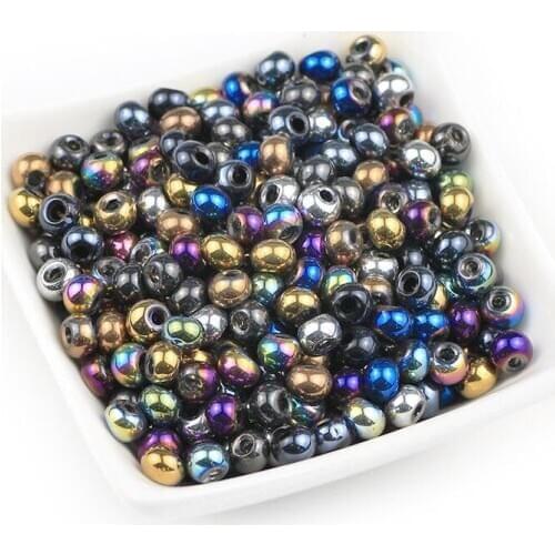 Plated Gold Round Glass crystals Beads 4*6mm 100pcs Austrian Spacer loose bead For Jewelry Making DIY Bracelet Charm Earrings