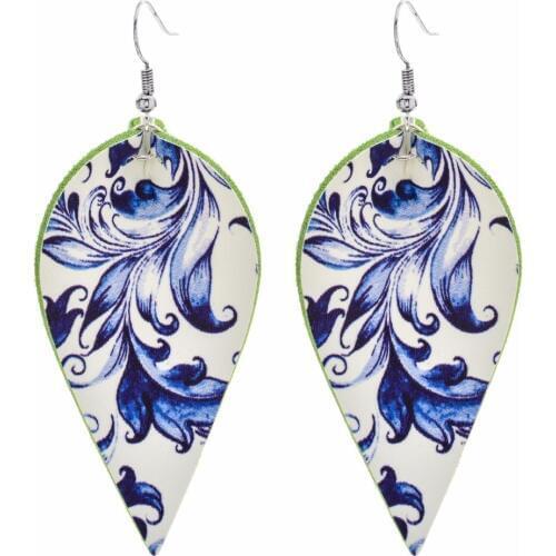 Summer Leaf Leaves Leather Earring Dangle Soft and Light Hoop Birthday Christmas Gift