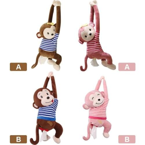 Hot Selling Monkey Stripe Creative Tissue Box Home Office Car Hanging Paper Napkin Tissue Box Cover Holder Portable Paper Box