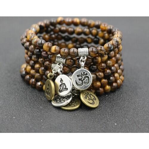 Minimalist 6MM Natural Stone Beads Lotus Buddha Bracelet Tiger Eyes Yoga Meditation Braclet For Men Women Hand Jewelry Homme