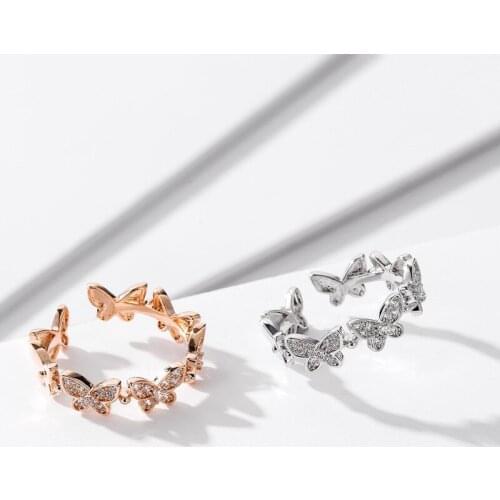 Fashion Dancing Moving Butterfly Rings Butterfly Open Adjustable Finger Rings for Women Girls Wedding Jewelery 2021