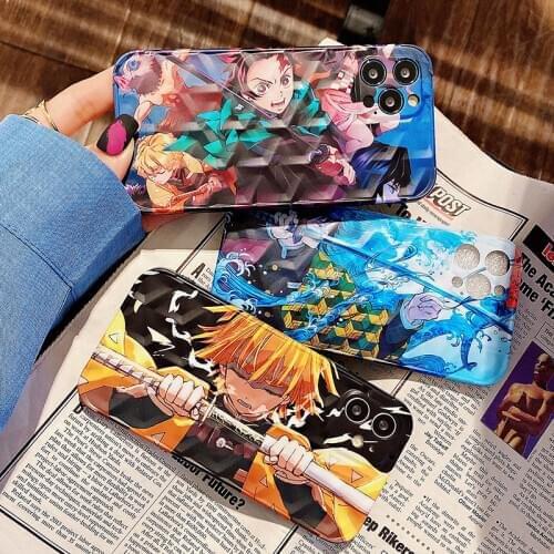 Cute Demon Slayer Case For iphone 11 12 Pro Max 7 8 Plus X XR XS Max Phone Cases Japan Anime Kimetsu No Yaiba Soft Cover Coque