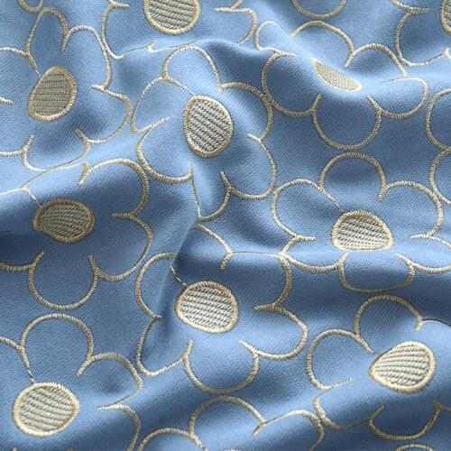 New Gold Thread Flower Embroidery Twill Fabric Suit Dress Clothing Fabric Handmade Diy Cloth