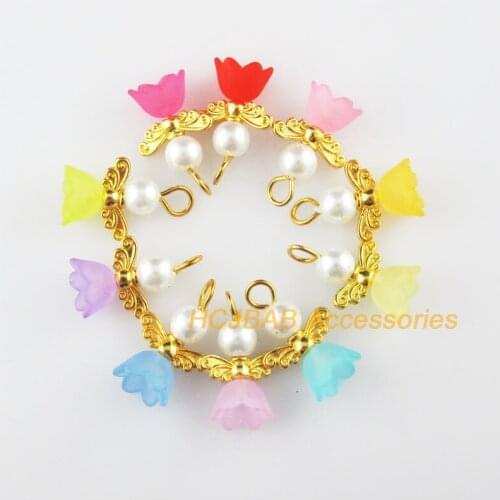 New 24Pcs Gold Color Wings Mixed Dancing Angel Charms Pendants 14x19mm