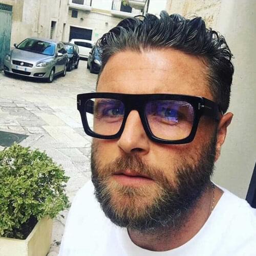 Oversized Square Blue Light Glasses Flat Top Eyeglasses Frame Fashion Luxury Black Spectacles Transparent Computer Glasses