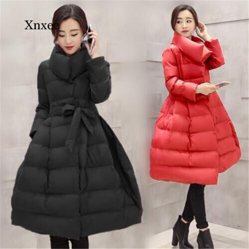 New Womens Coat Winter Down Jackets Women Black Long Coat Silm Warm Parkas Outerwear Womens Clothing