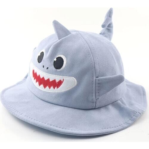 Kids Infant Toddler Cute Bucket Hat Lovely Cartoon Shark Sun Hats Spring Autumn Versatile Tourist Cap Wide Brim Sunshade Caps
