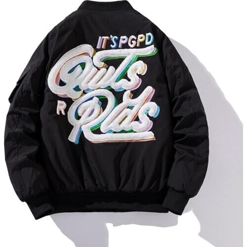 Pilot Jacket Men Winter Bomber Jacket Embriodery Letter Basketball Jacket Men Women Fashion Casual Thick Couple Coat Male 2020