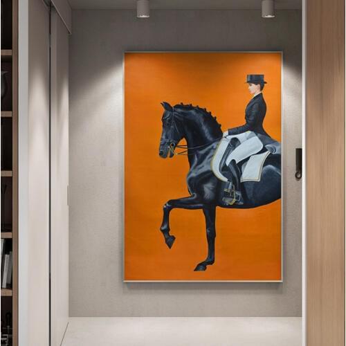 Big Size Poster Print Luxurious Wall Art Pop Saudi Arabia Painting Knight Horse Tableaux for Living Room Hot Sell Cuadros Salon