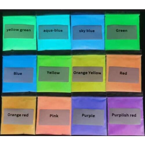 1kg Neon Phosphor Powder Nail Glitter Pigments 12 Colors Rare Earths Dust Long-acting Phosphor Luminous Powder Glow In Dark