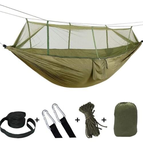 Camping/Garden Hammock With Mosquito Net Outdoor Furniture 1-2 Person Portable Hanging Bed Strength Parachute Fabric Sleep Swing