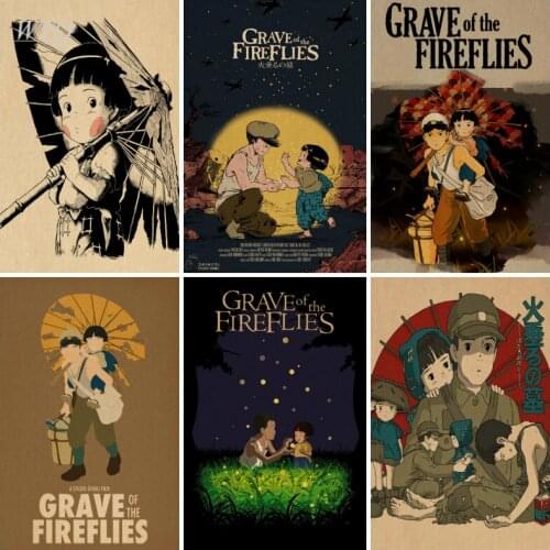 Retro Poster Japan Anime Hotaru No Haka Anime Posters Wall Decor Home Decor Wall Art Canvas Painting Photos for Childrens Room