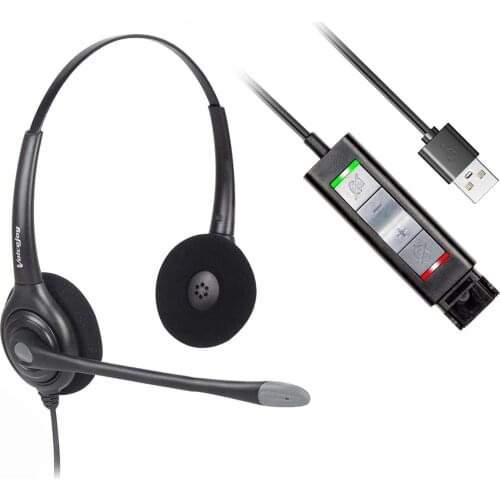 USB Plug Corded Headphone for laptop,PC,computer, Office Noise Cancelling Headset With Adjustable Mic, Mute and Volume