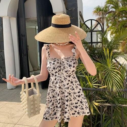 Plus Size Swimwear One Piece Swimming Suit Female Korean Mayo Swim Women Bikini High Waist Swimsuit Langtaojin New Print French
