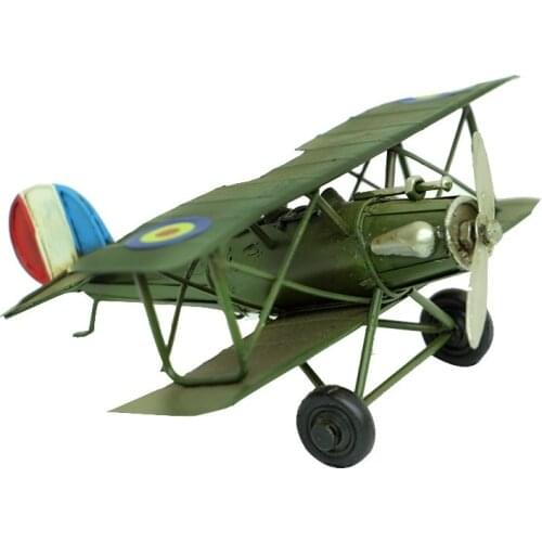 Antique Decor Metal Vintage Airplane Biplane Creative Desktop Trinket Miniature Gift Nostalgic Handmade Hand Painted Quality