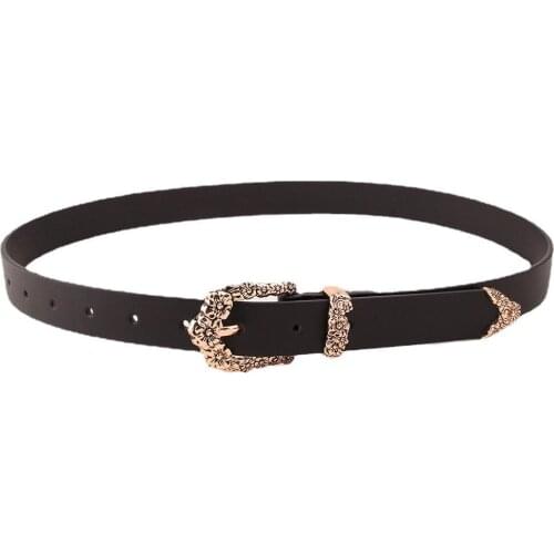 Womens Belt Vintage Leather Metal Buckle Thin Quality Western Belt Party Dress Decor Ladies Waist Band belt BY29