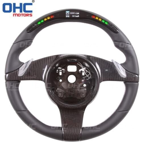 Compatible for Pors-che GTS GTR 911 Boxster GT Cayenne Macan 998 781 100% Real Carbon Fiber LED Steering Wheel