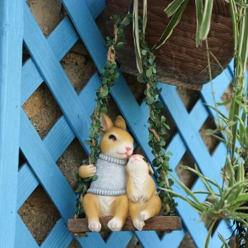 Garden groceries garden small ornaments tree decoration hanging creative cartoon animal resin swing rabbit ornaments