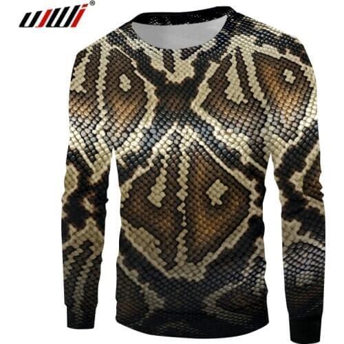 UJWI New Trend Animal snake skin Mens Sweatshirt 3D Punk Rock Man Pullover Printed Fashion Streetwear Unisex Clothing