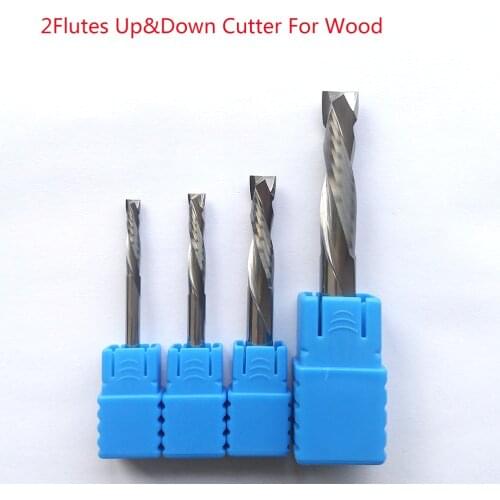 Jerray 3.175mm(1/8"),4mm,6mm,6.35mm(1/4"),8mm,10mm 2Flute Carbide Up&Down End Mill CNC Milling Router Bits For wood