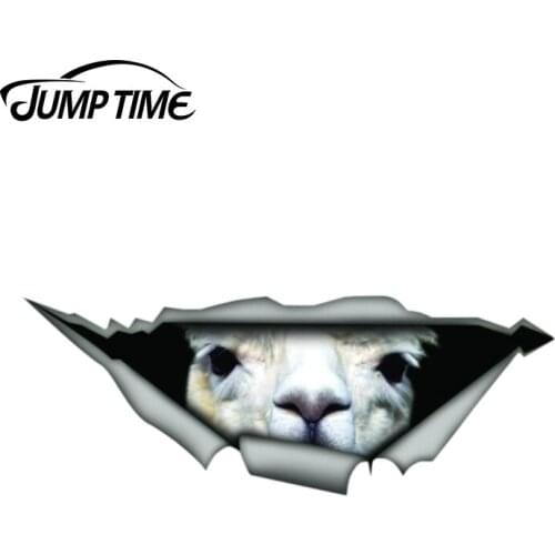 Jump Time 13cm x 4.8cm Lama car deca Sticker Torn Metal Decal Wild Animal Funny Car Stickers Window Bumper 3D Car Styling