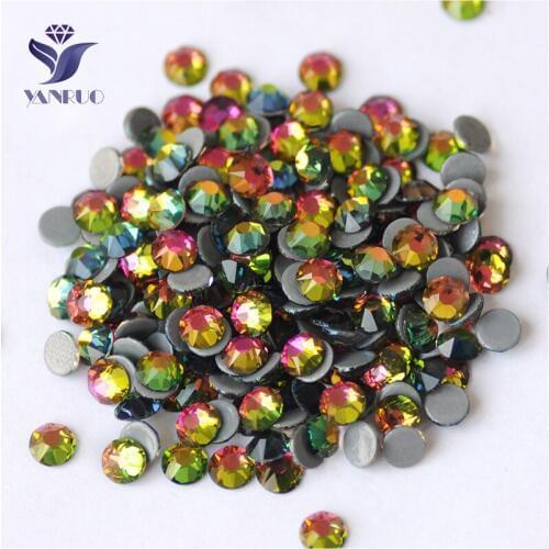 YANRUO 2088HF All Sizes VM Flatback Glass Stones Strass Hot Fix Rhinestones Rainbow Hotfix Crystals For Decoration