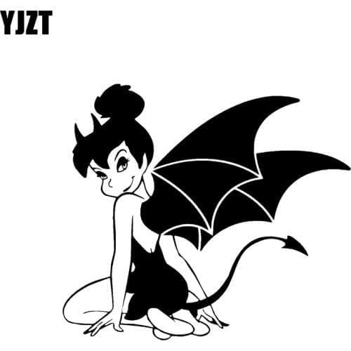 YJZT 15.4*14.7CM Cool Bad Cute Evil Devil Girl Car Sticker Silhoutte Decal Black/Silver Nice Design Covering The Body C20-1468