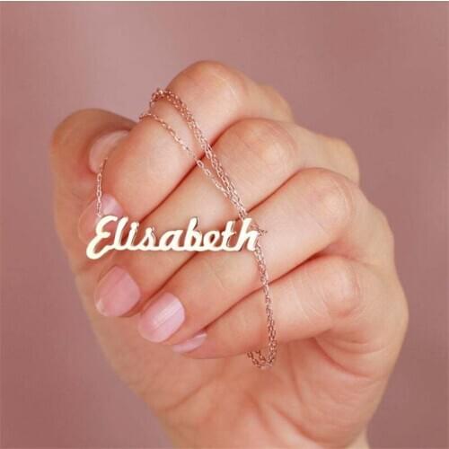 Customized Necklace Stainless Steel Necklace Nameplate Choker Pendant English Name Jewelry Necklace 45 Fonts AAA Quality