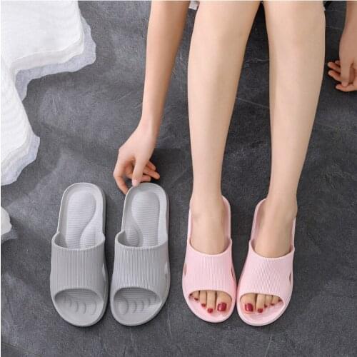 Women Home Slippers 2021 Summer Shoes Woman Indoor Flat Slipper Non-slip Sole Unisex Bathroom Slippers Solid Color Female Slides